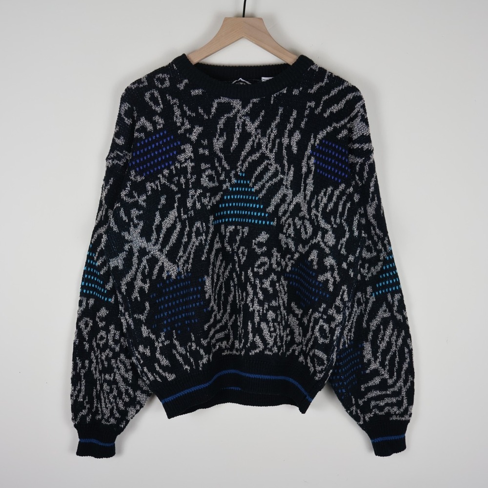 Vintage Permit Funky Swirl‎ Geometric Acrylic Sweater Men's Medium 22.5x24.5